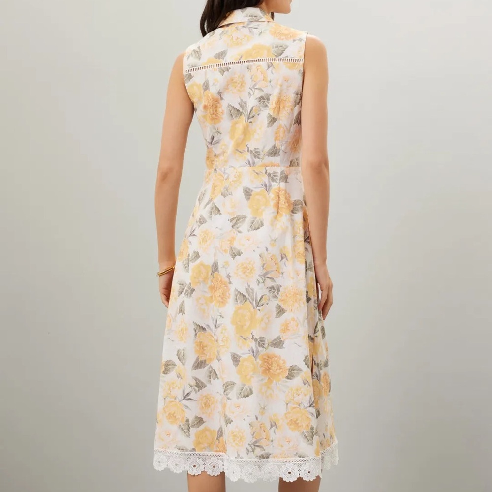 Rachel Parcell Sleeveless Shirt Dress in Peonies Floral - Picture 3 of 8